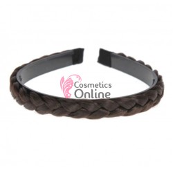 Bentita pentru par impletita spic din fibra sintetica ingusta BST016 Saten Inchis